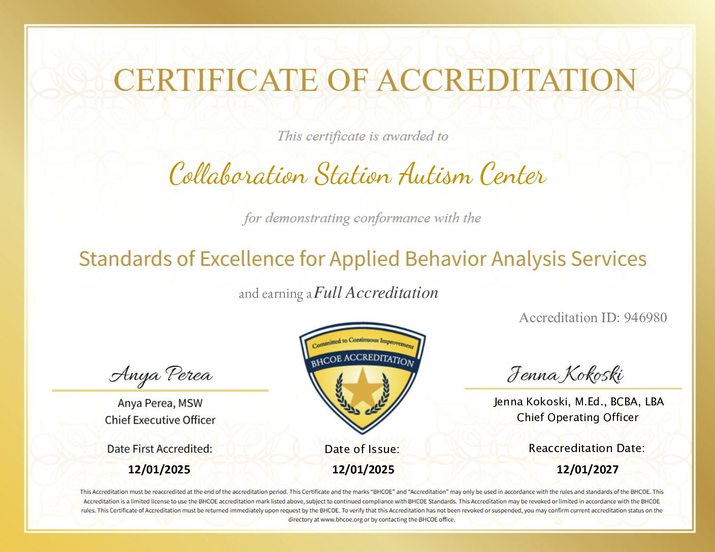 Collaboration Station is officially accredited by BHCOE/Jade Health!